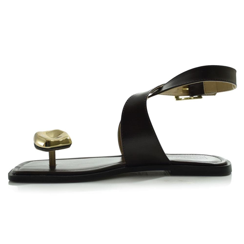 Sandália Rasteira Feminina Suzzara Marrom 6