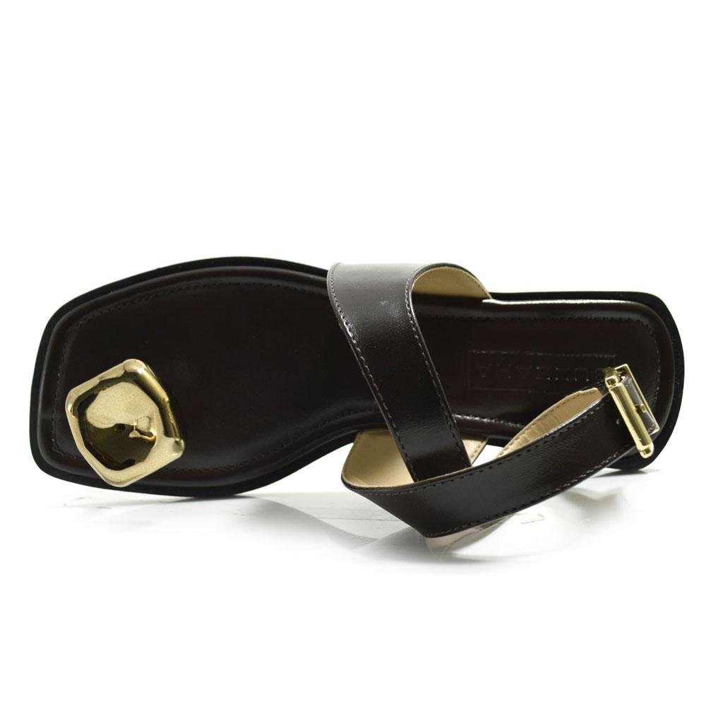 Sandália Rasteira Feminina Suzzara Marrom 7