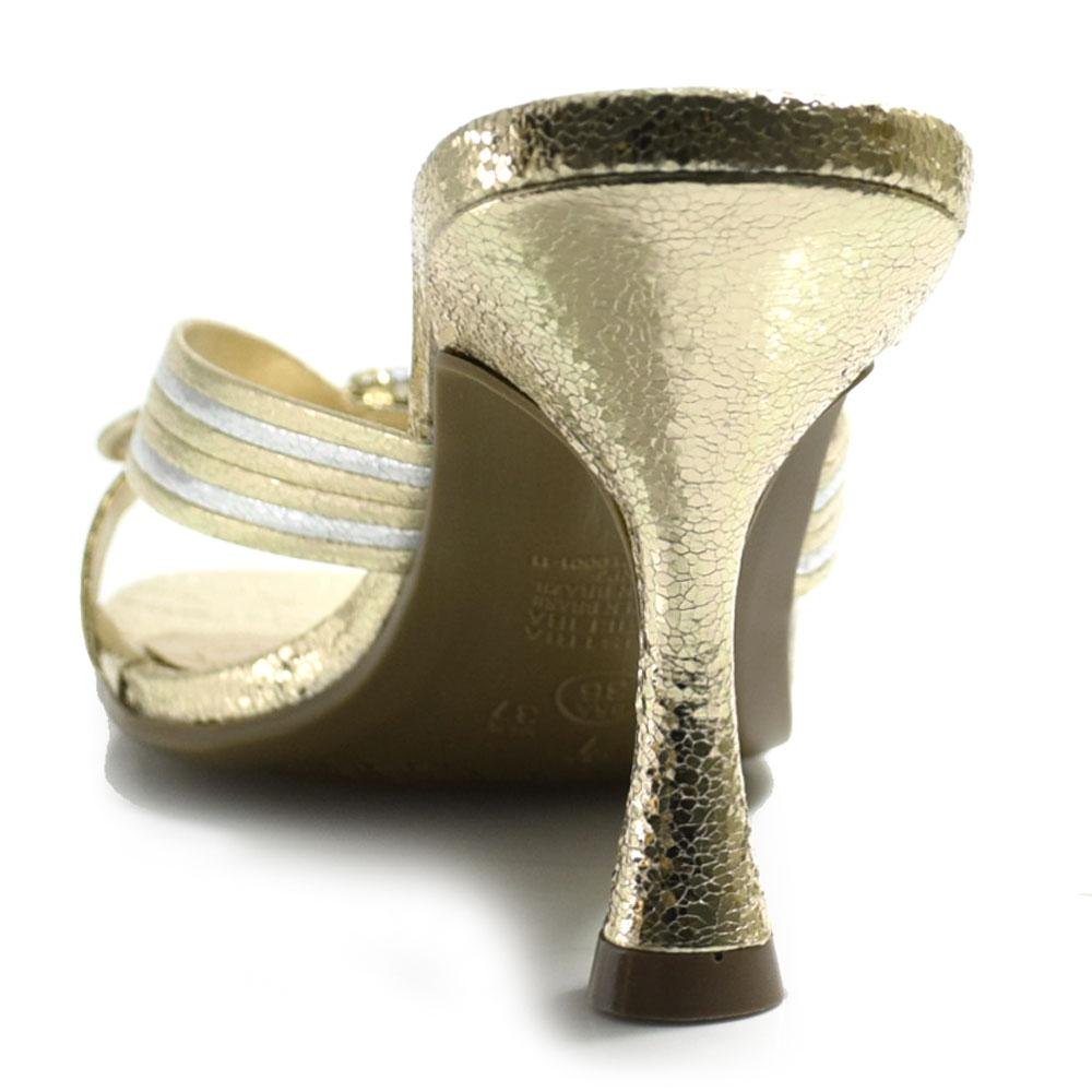 Tamanco de Salto Feminino Via Marte Dourado 4