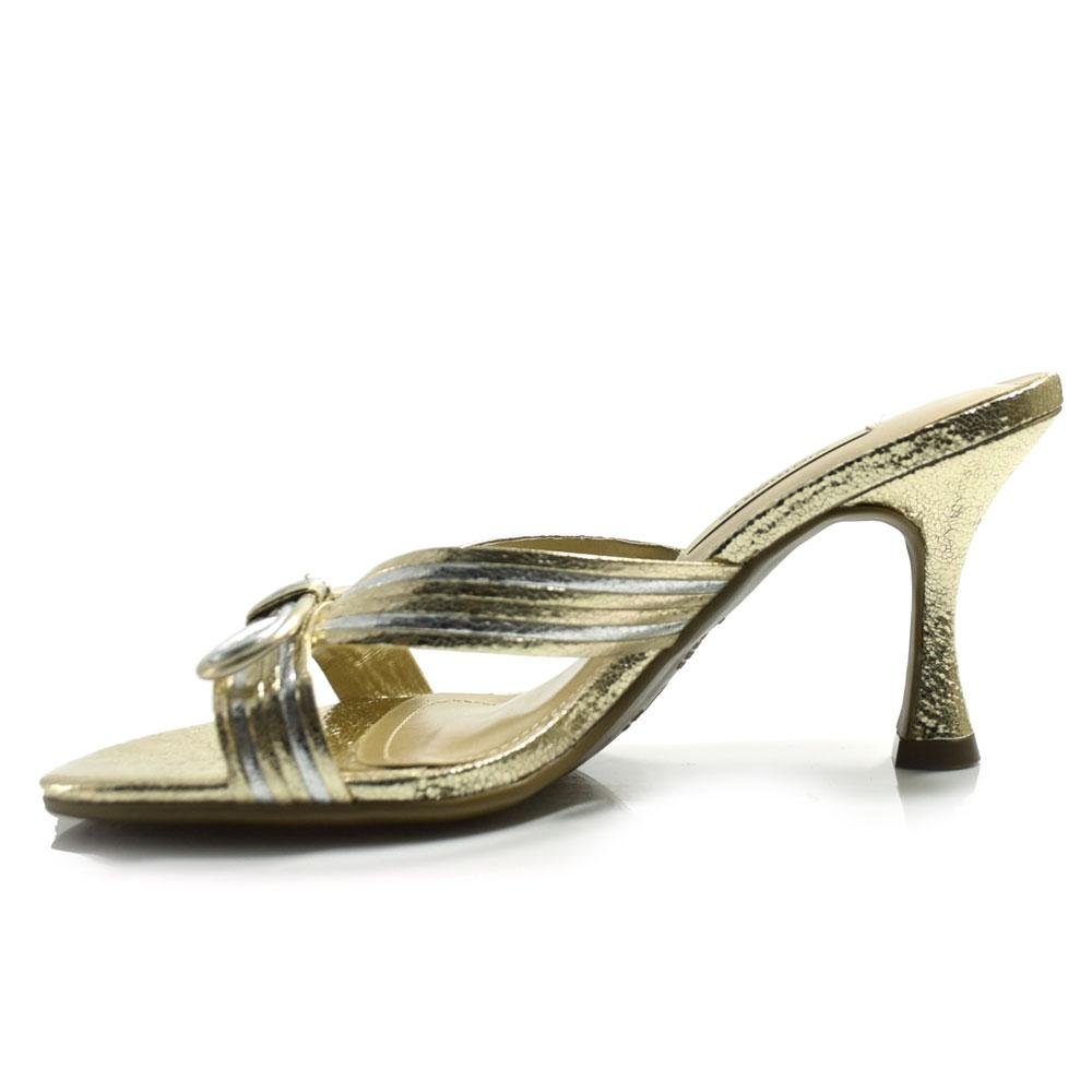 Tamanco de Salto Feminino Via Marte Dourado 5