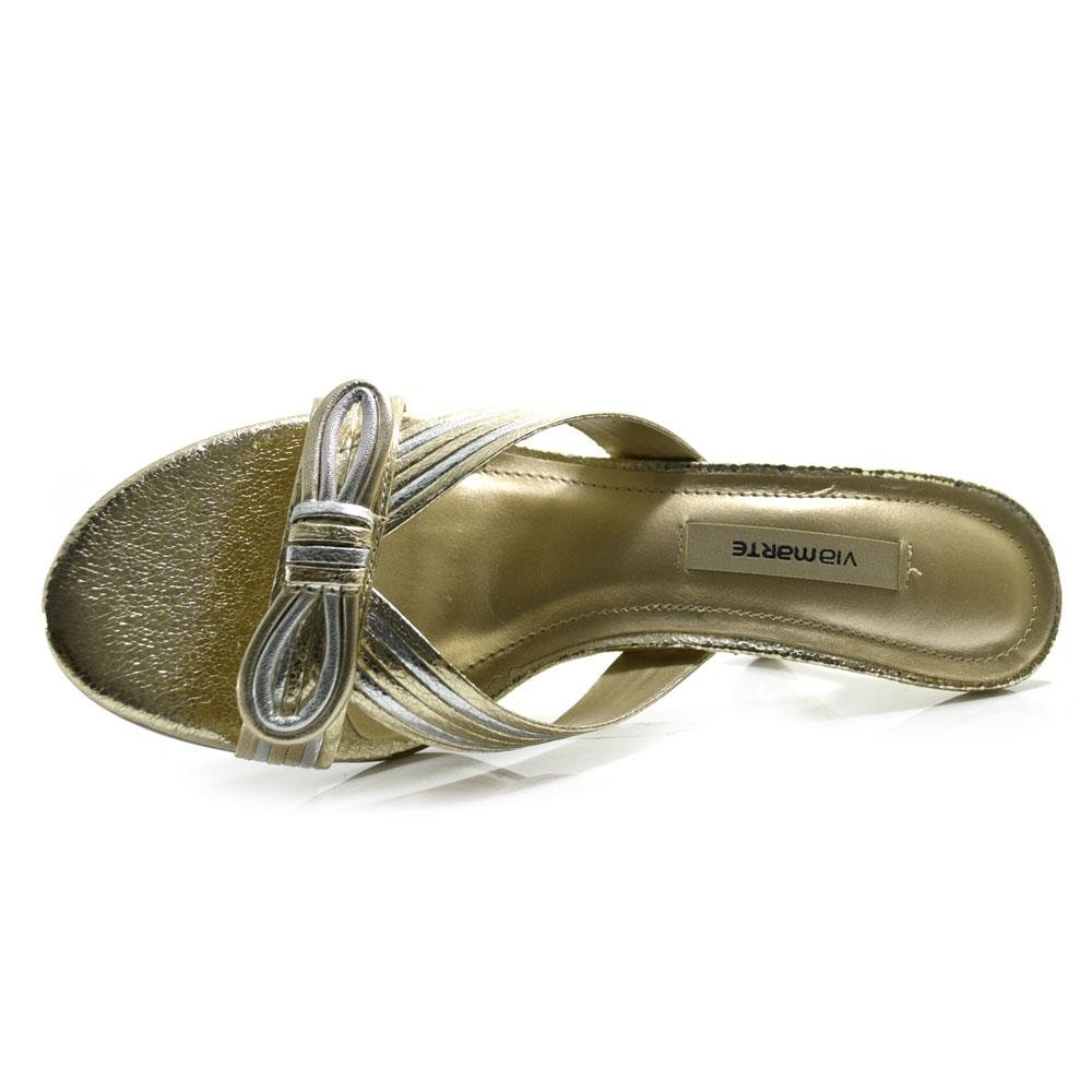 Tamanco de Salto Feminino Via Marte Dourado 6