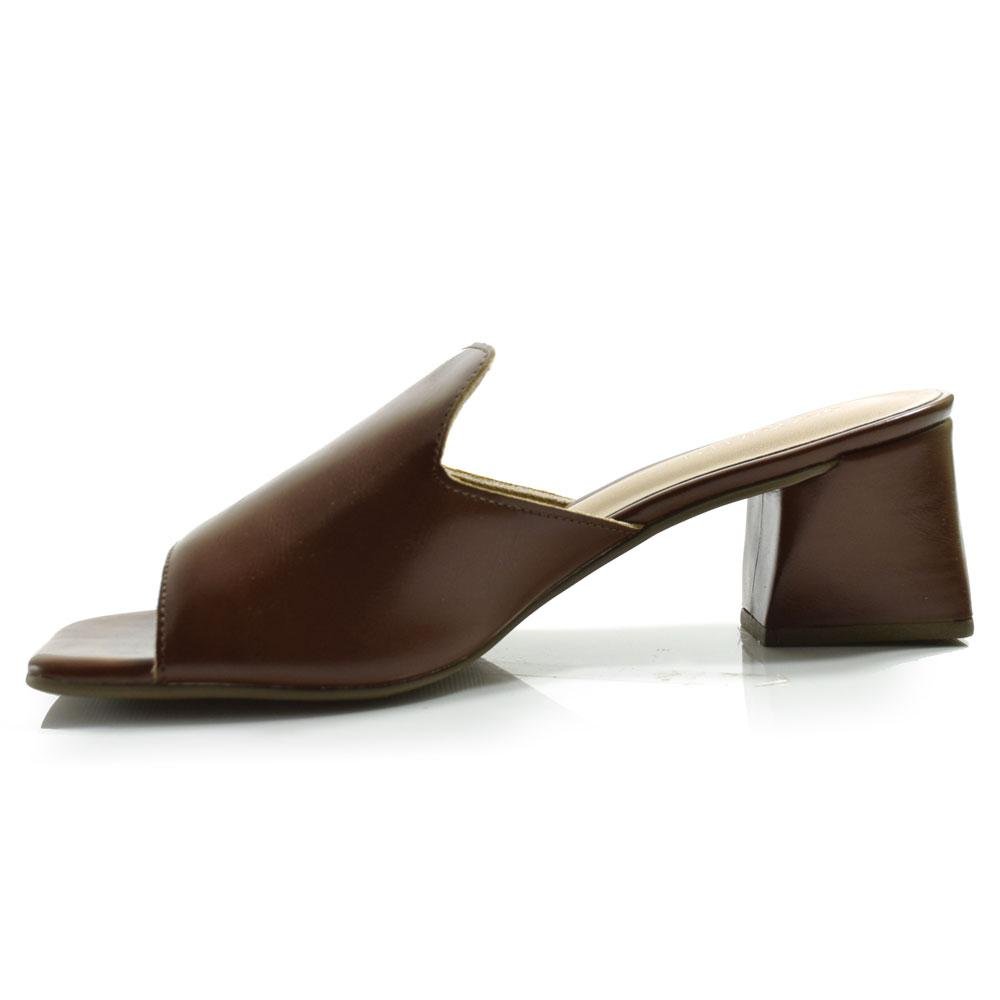 Tamanco Feminino com Salto Bloco Lacolly 75051 Marrom 5