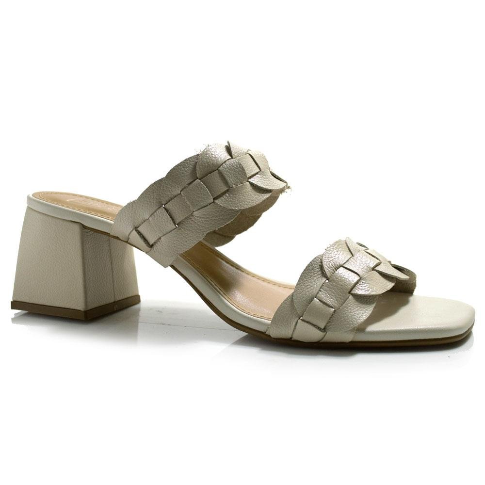 Tamanco de Couro e Salto Bloco Suzzara