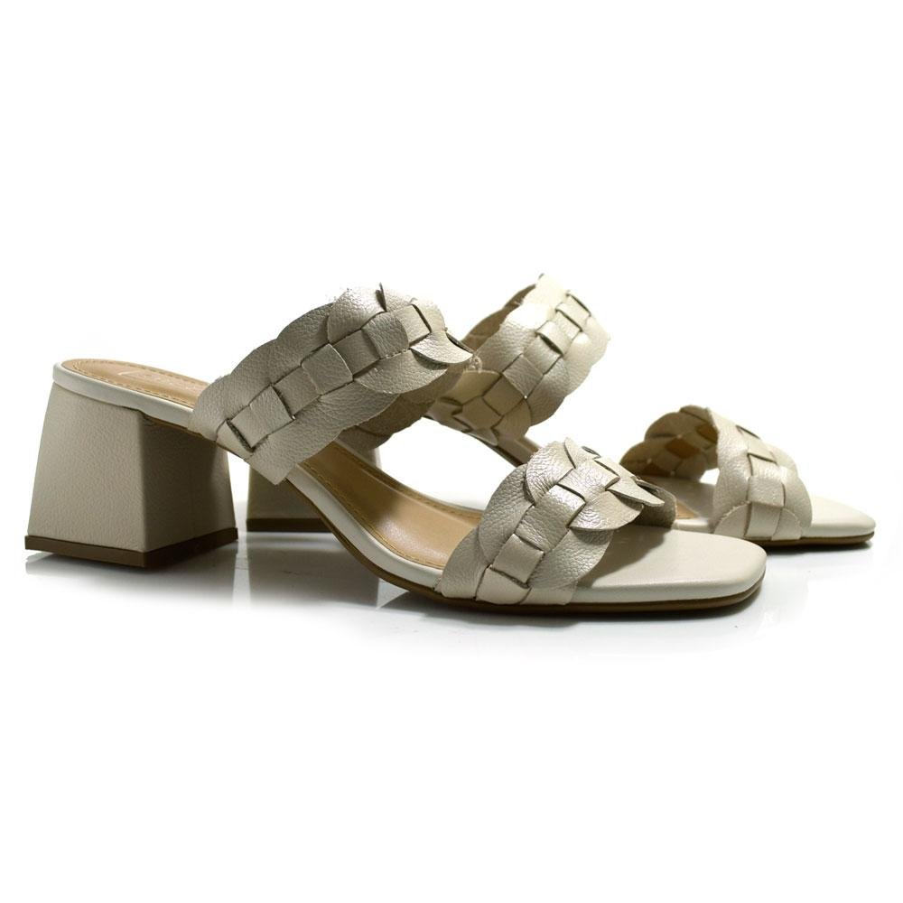 Tamanco de Couro e Salto Bloco Suzzara Off White 2