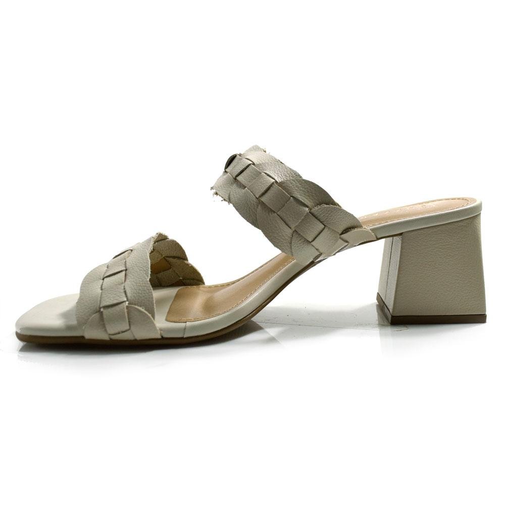 Tamanco de Couro e Salto Bloco Suzzara Off White 5