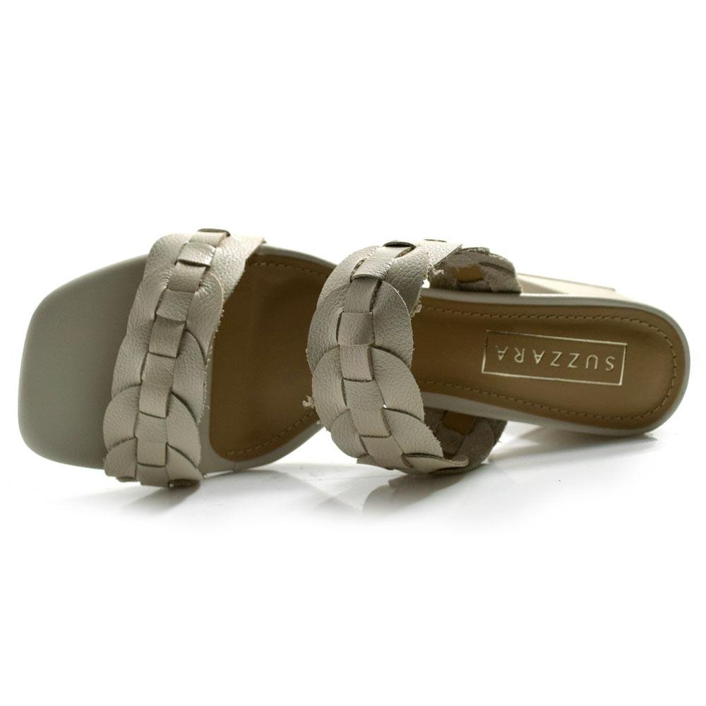 Tamanco de Couro e Salto Bloco Suzzara Off White 6