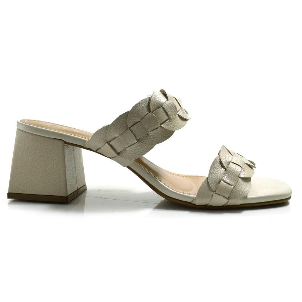 Tamanco de Couro e Salto Bloco Suzzara Off White 3