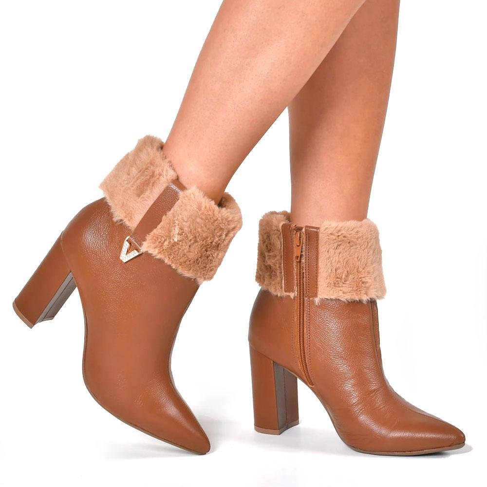 Bota de Couro e Cano Curto Via Marte 063-010-01 Marrom 2