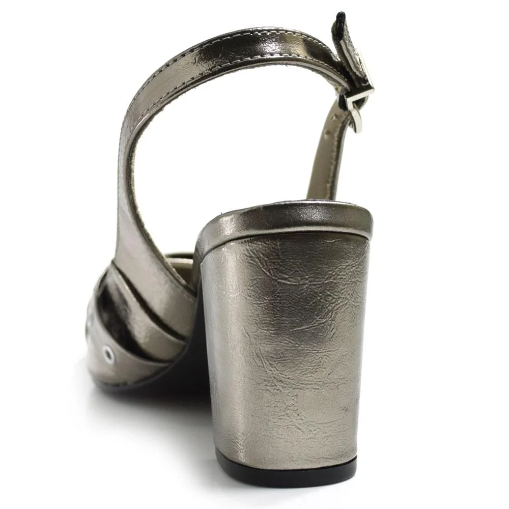 Scarpin Slingback Feminino Via Marte 028-023-01 Prata 4