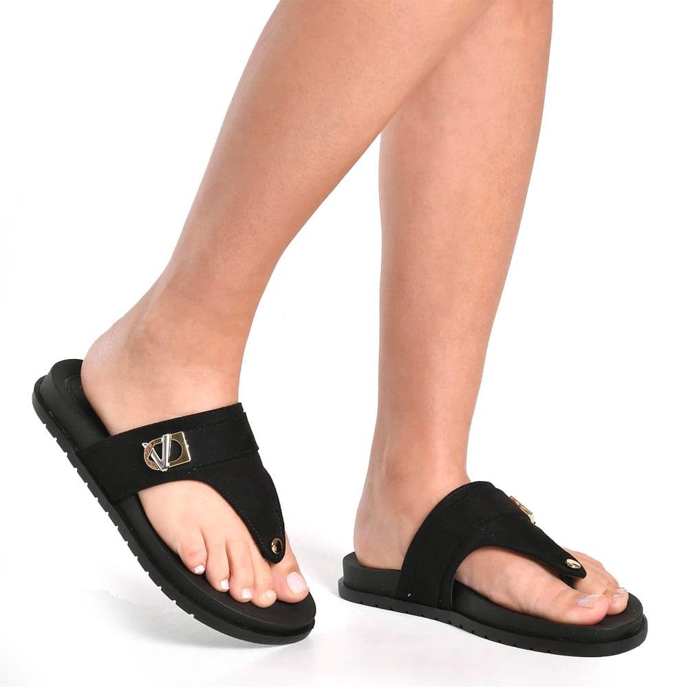 Sandália Rasteira Feminina Via Marte Preto 2