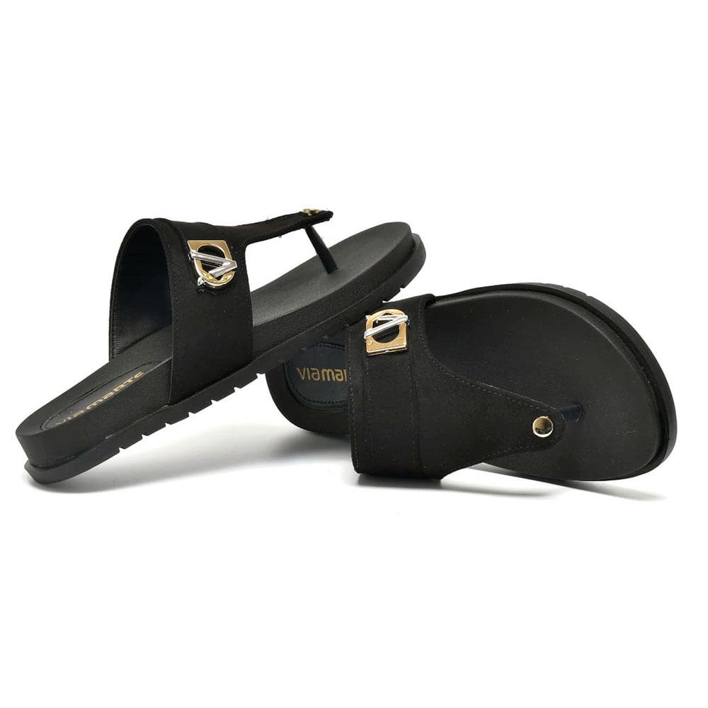 Sandália Rasteira Feminina Via Marte Preto 3