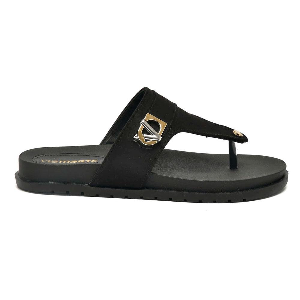 Sandália Rasteira Feminina Via Marte Preto 4