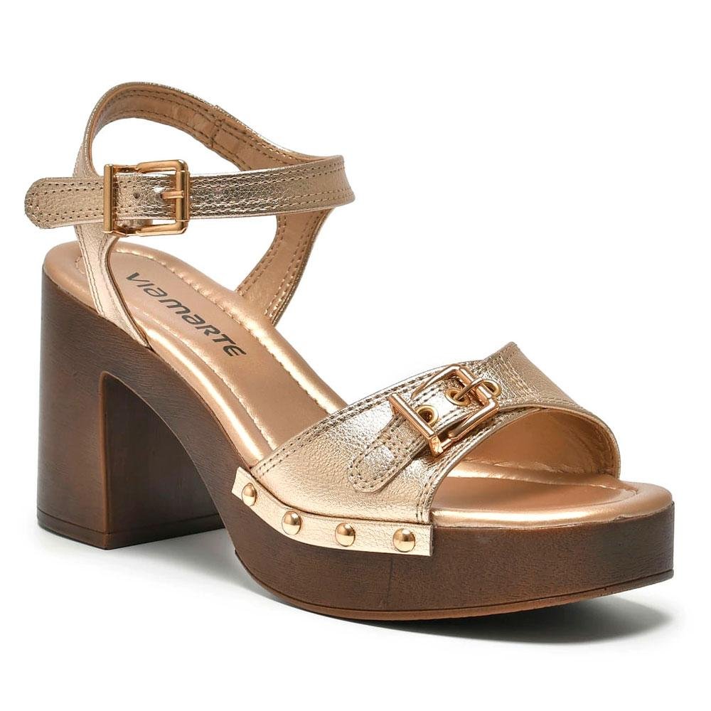Sandália Plataforma Feminina Via Marte Dourado 1