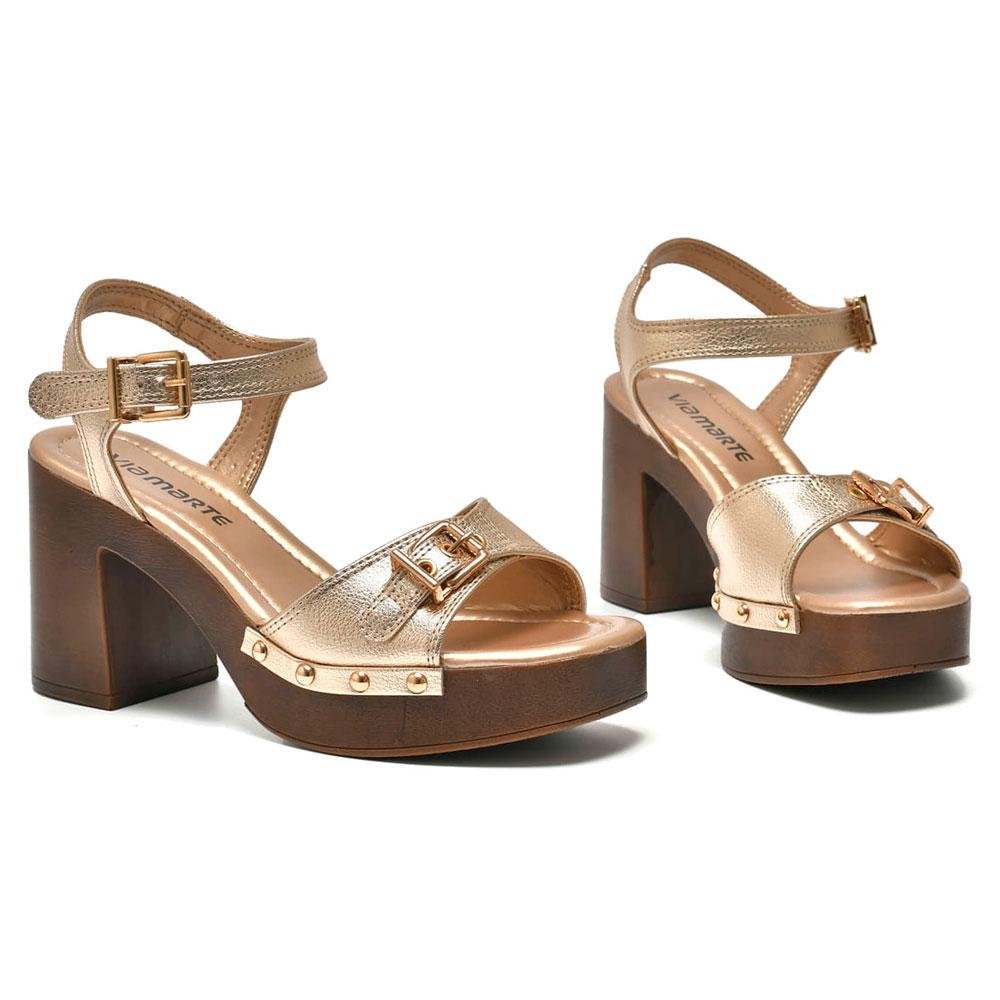 Sandália Plataforma Feminina Via Marte Dourado 3