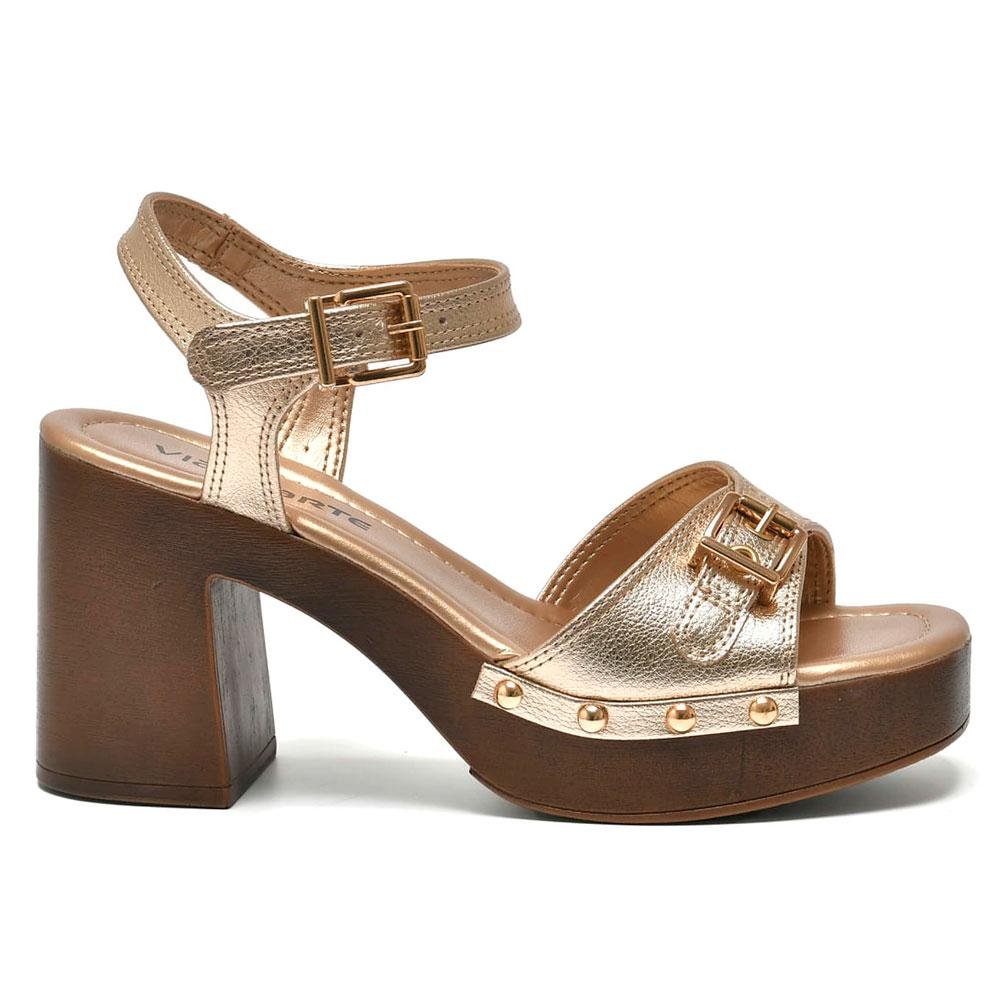 Sandália Plataforma Feminina Via Marte Dourado 4