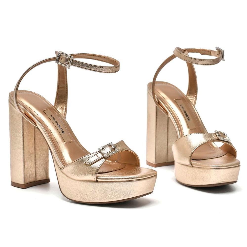 Sandália Plataforma Feminina Via Marte Dourado 3