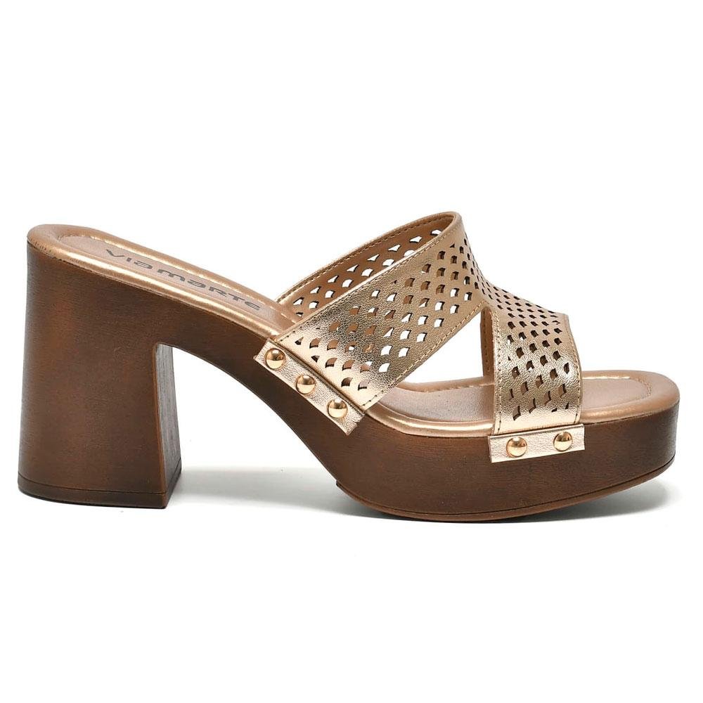 Tamanco Plataforma Feminino Via Marte Dourado 4