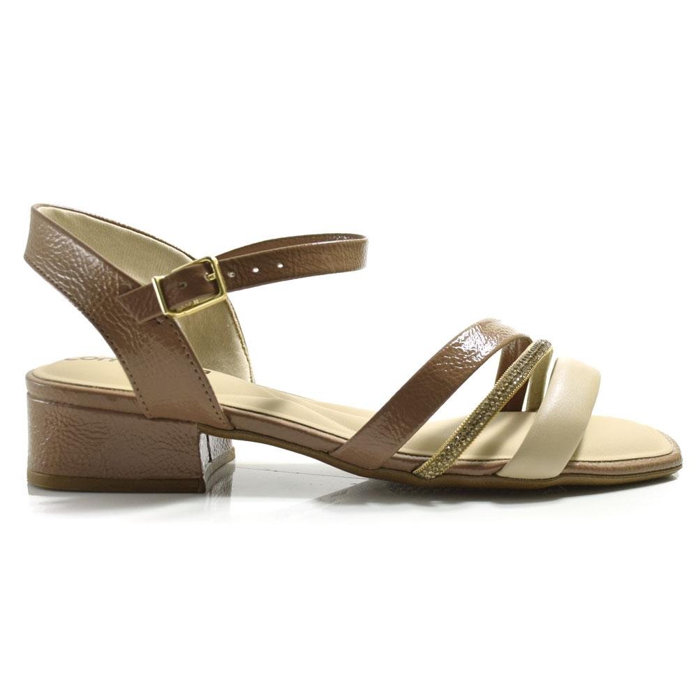 Sandália de Salto Bloco Feminina Comfortflex Bege 3