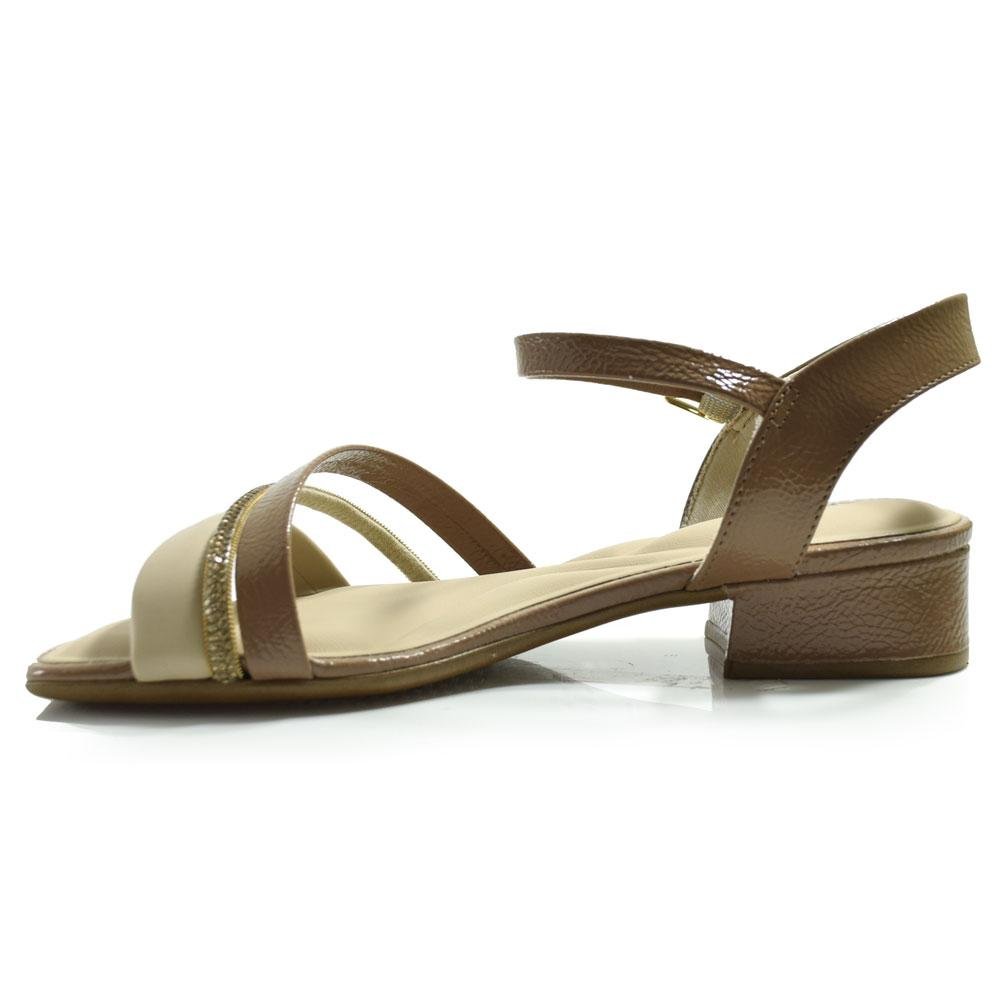 Sandália de Salto Bloco Feminina Comfortflex Bege 5