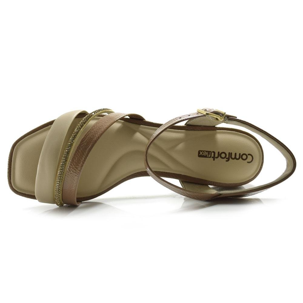 Sandália de Salto Bloco Feminina Comfortflex Bege 6