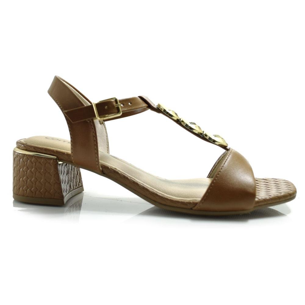 Sandália de Salto Bloco Feminina Comfortflex 2554402 Marrom 3