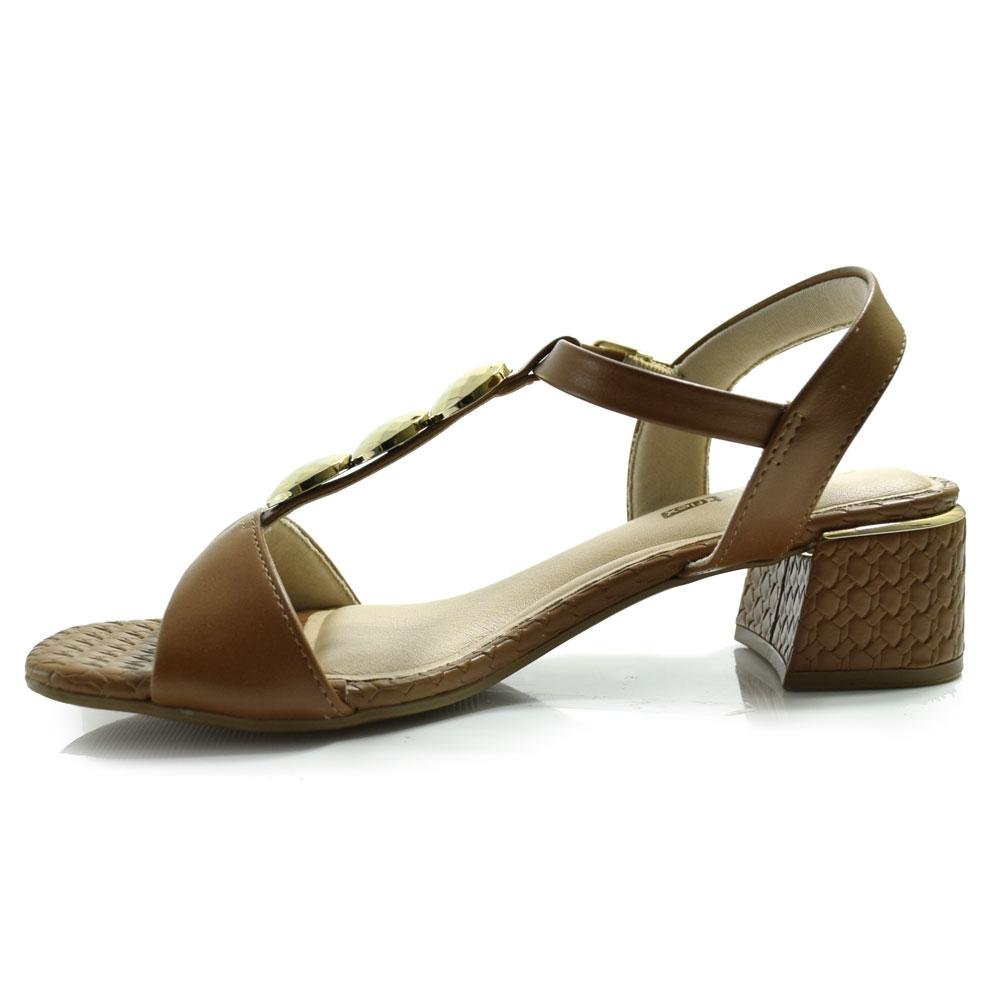 Sandália de Salto Bloco Feminina Comfortflex 2554402 Marrom 5