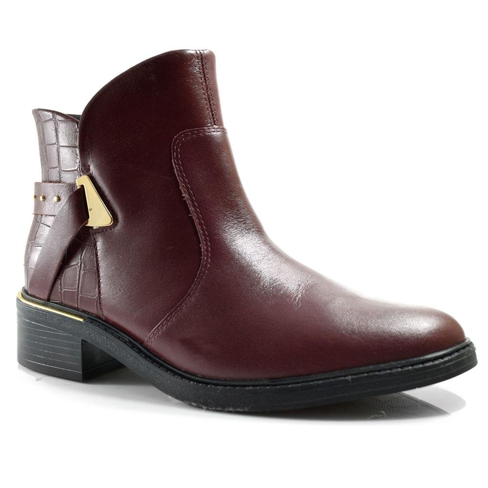 Ankle Boots de Couro Feminino Comfortflex 2569301 Bordô 1