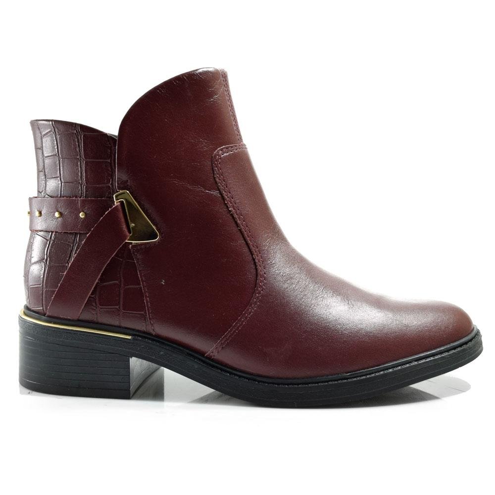 Ankle Boots de Couro Feminino Comfortflex 2569301 Bordô 3