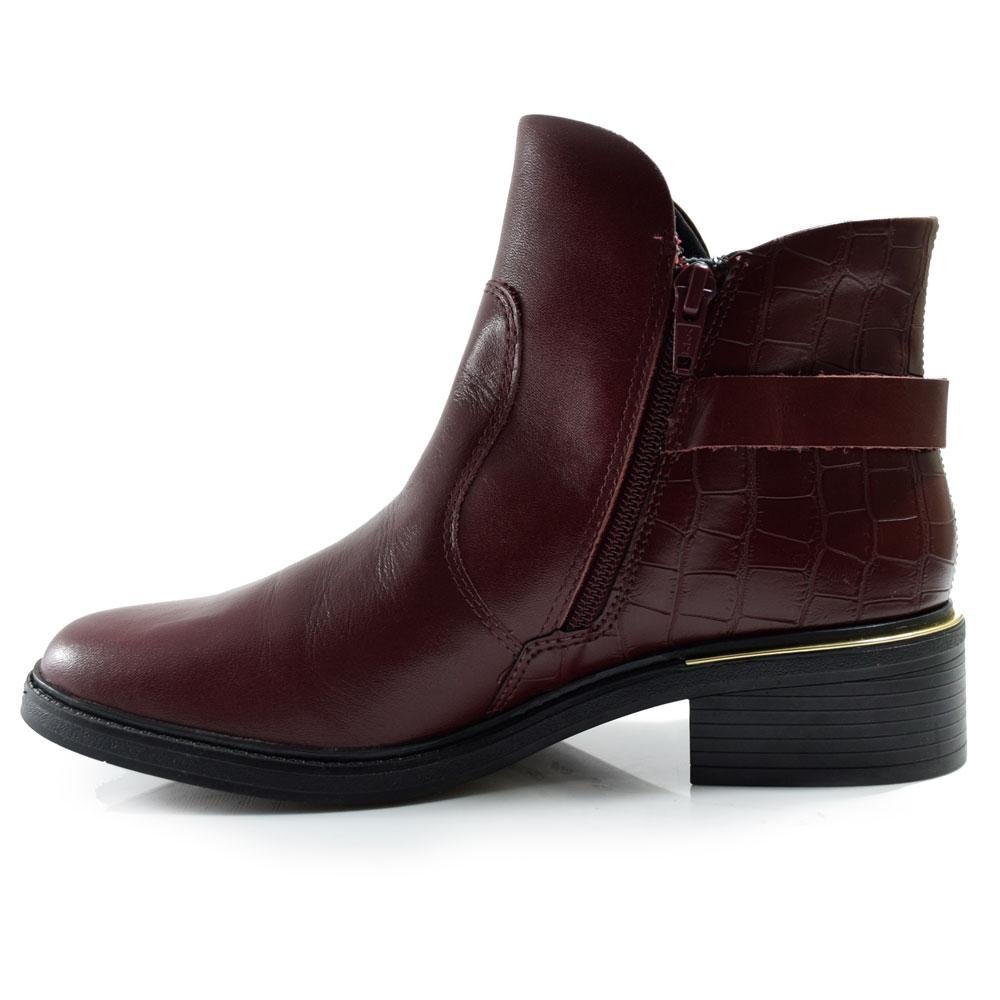 Ankle Boots de Couro Feminino Comfortflex 2569301 Bordô 5