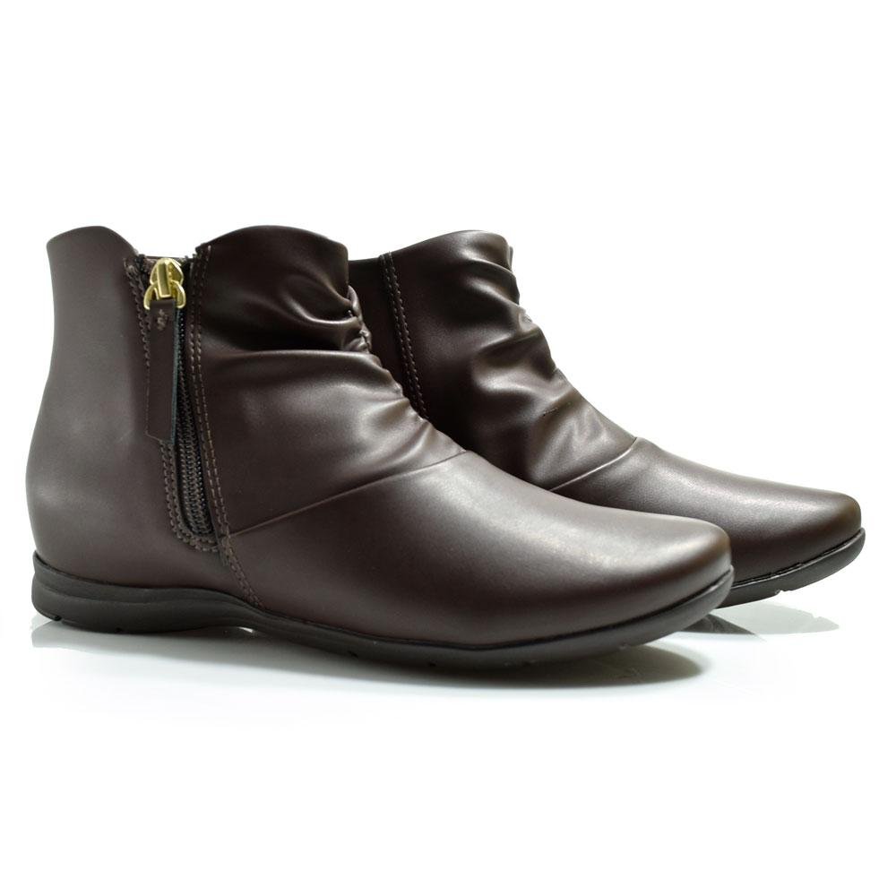 Bota de Cano Curto Feminina Comfortflex 24-91302 Marrom 2