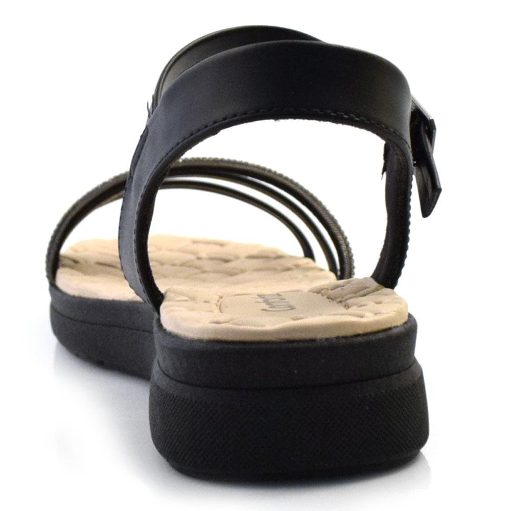 Sandália Flat Feminina Comfortflex 24-42402 Preto 5