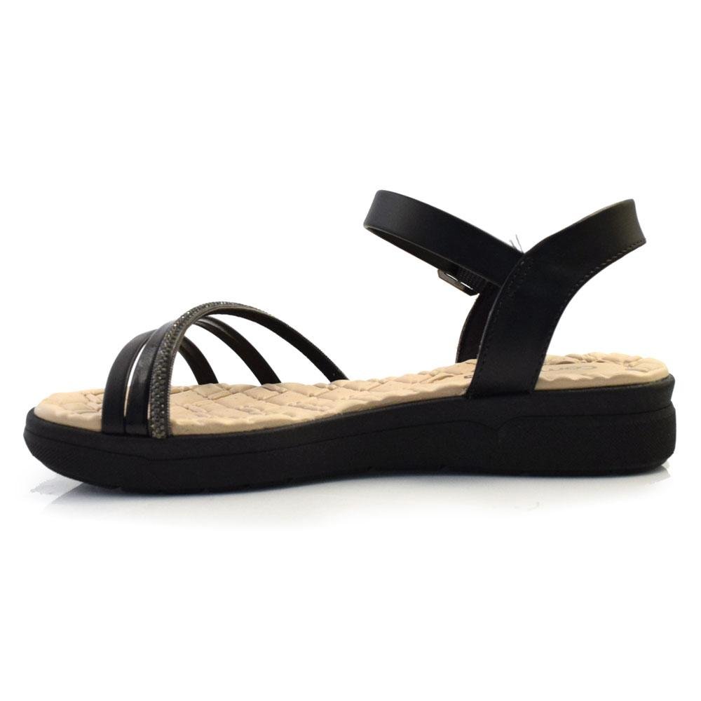 Sandália Flat Feminina Comfortflex 24-42402 Preto 6
