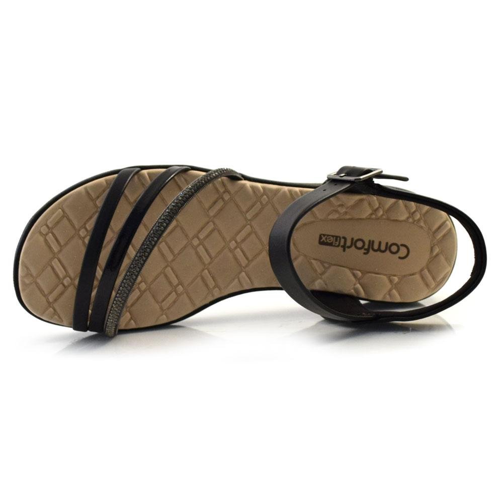 Sandália Flat Feminina Comfortflex 24-42402 Preto 7