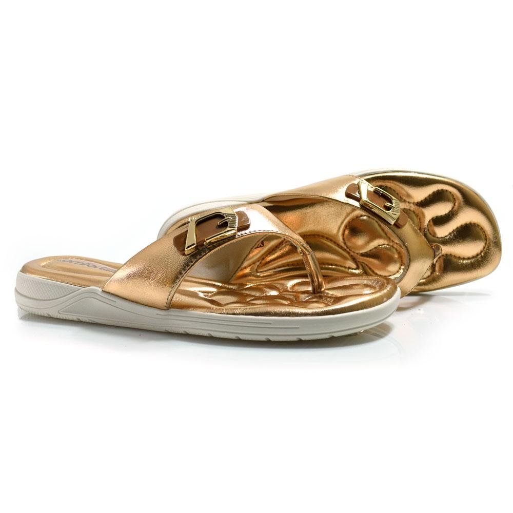 Sandália Rasteira Feminina Comfortflex 2480405 Bronze 2