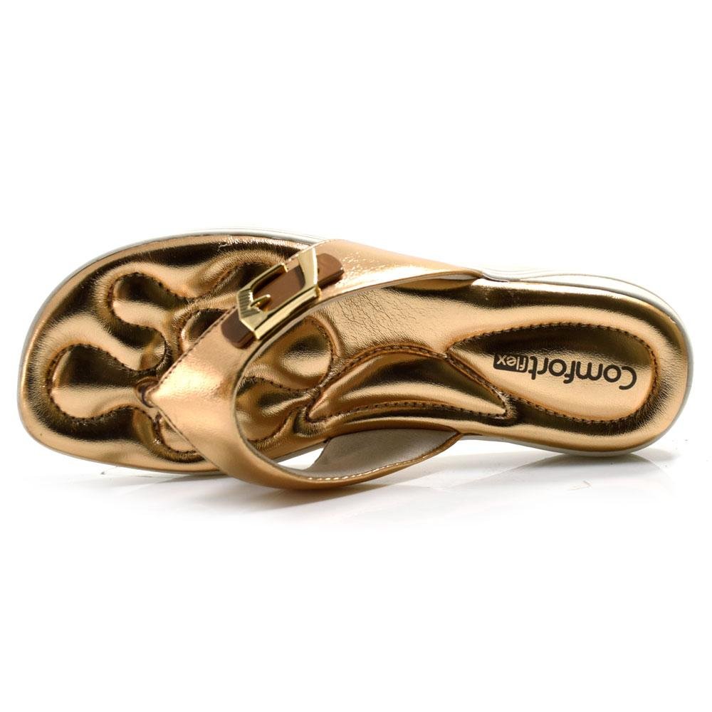 Sandália Rasteira Feminina Comfortflex 2480405 Bronze 6