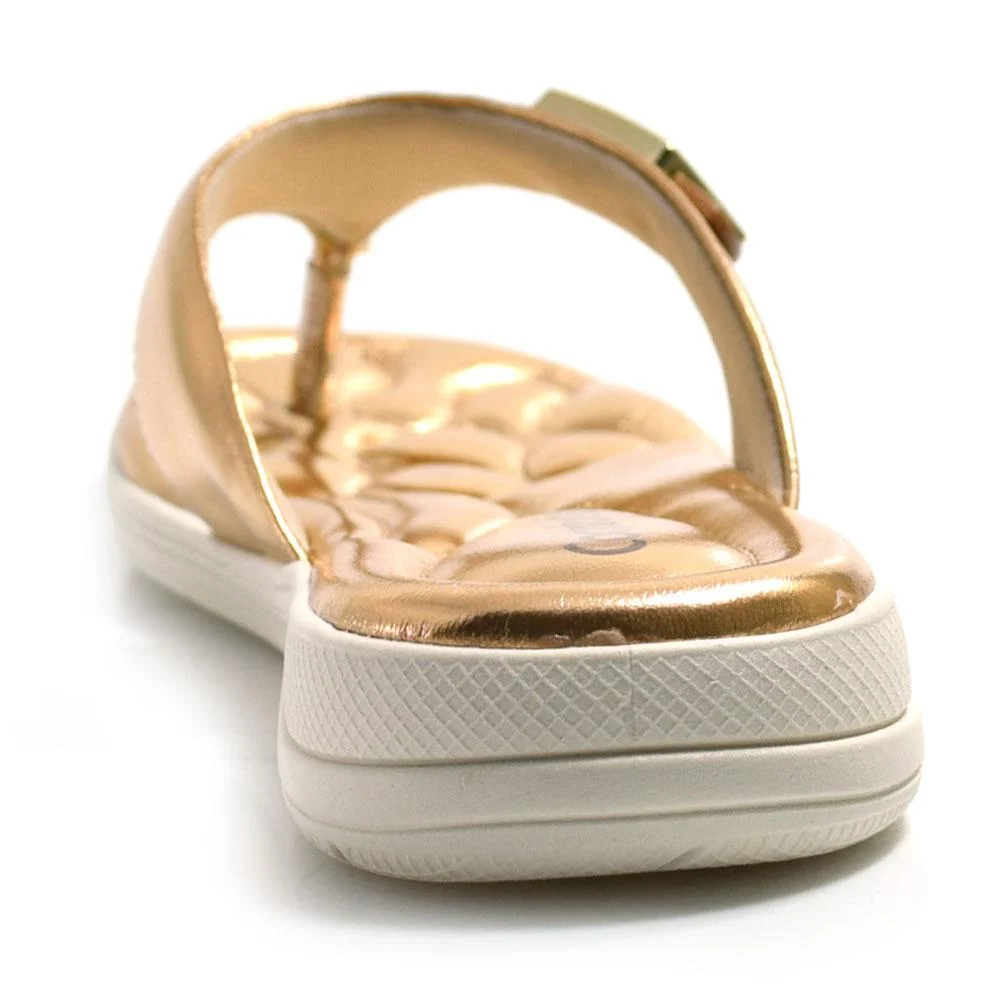 Sandália Rasteira Feminina Comfortflex 2480405 Bronze 4
