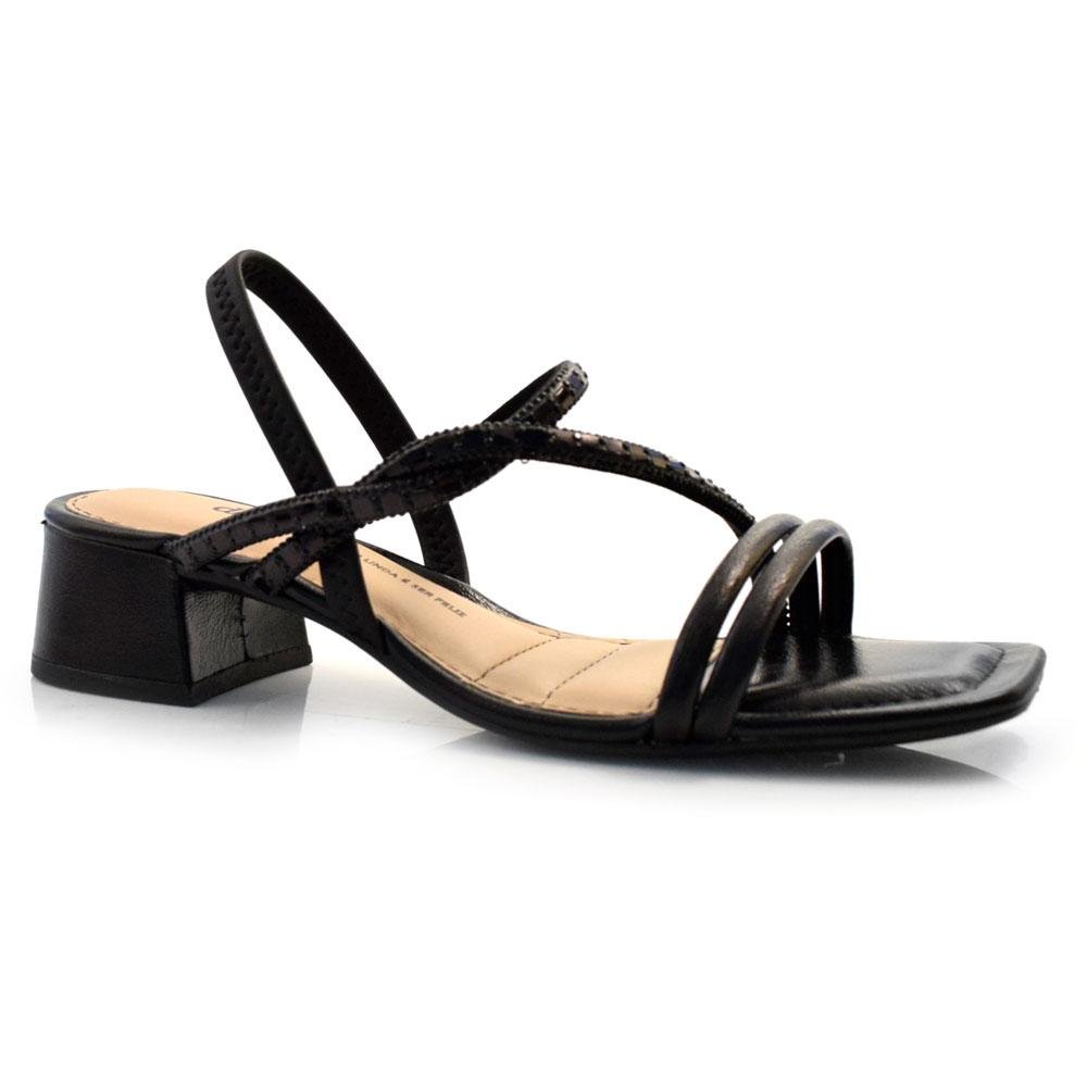 Sandália de Salto Bloco Feminina Dakota Y7391 Preto 1