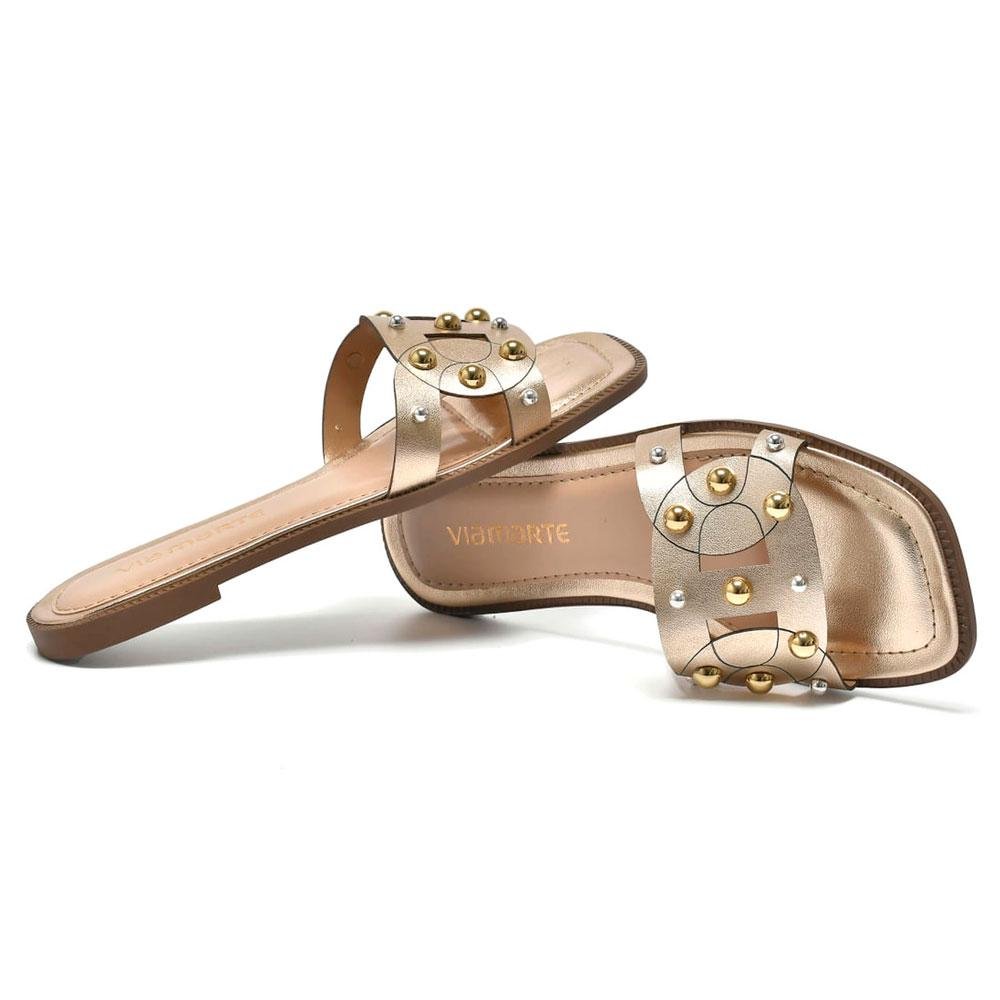 Sandália Rasteira Feminina Via Marte 291-001-02 Dourado 3