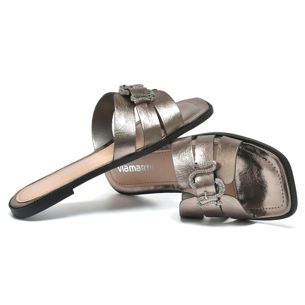 Sandália Rasteira Feminina Via Marte 291-004-02 Prata 3