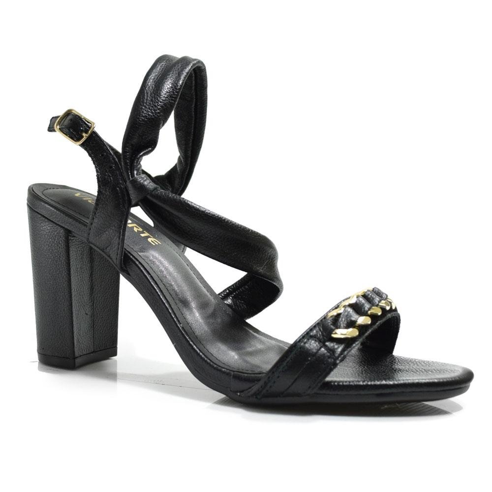 Sandália de Couro e Salto Bloco Feminina Via Marte 318-004-01