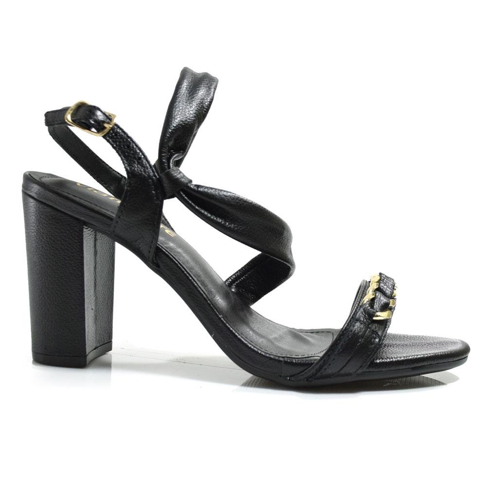 Sandália de Couro e Salto Bloco Feminina Via Marte 318-004-01 Preto 3