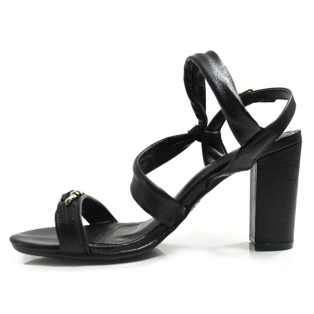 Sandália de Couro e Salto Bloco Feminina Via Marte 318-004-01 Preto 5
