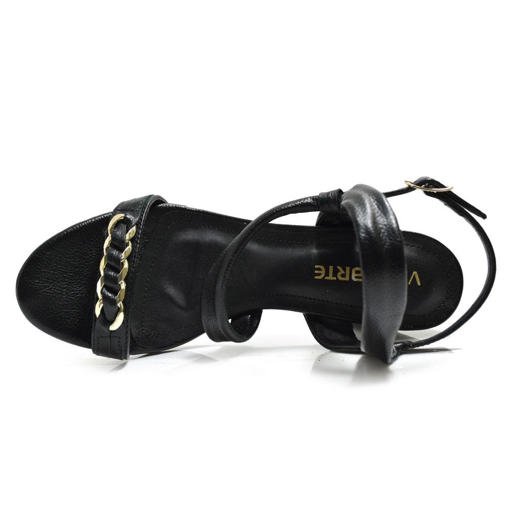 Sandália de Couro e Salto Bloco Feminina Via Marte 318-004-01 Preto 6