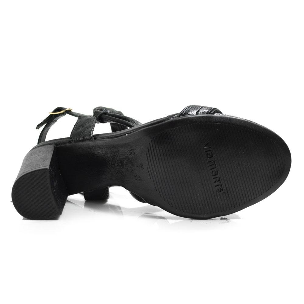 Sandália de Couro e Salto Bloco Feminina Via Marte 318-004-01 Preto 7