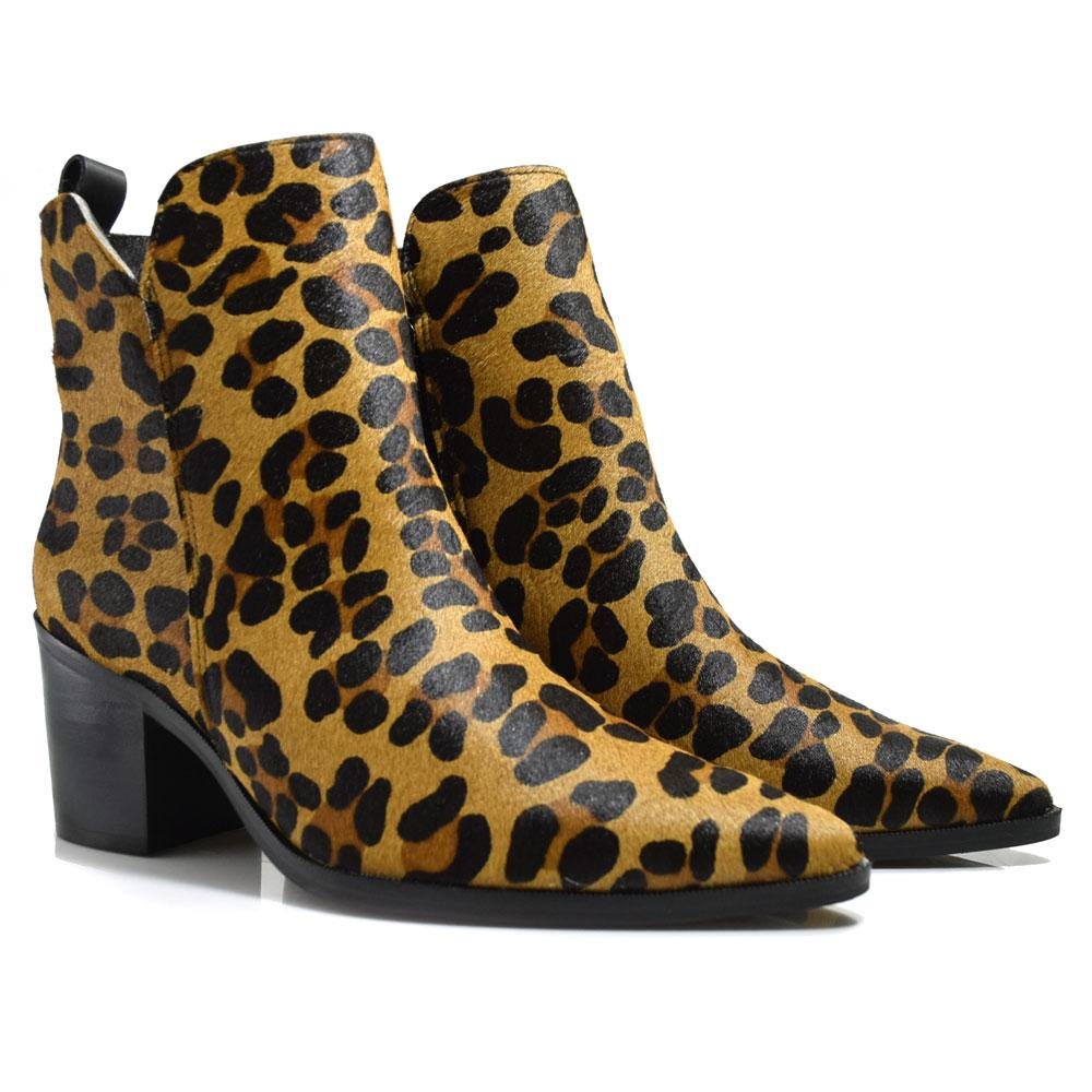 Ankle Boots de Couro e Onça Suzzara 431-310 PELO Onça 2