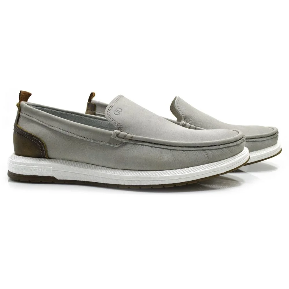 Mocassim Masculino de Couro Democrata Flop 610101 Cinza 2