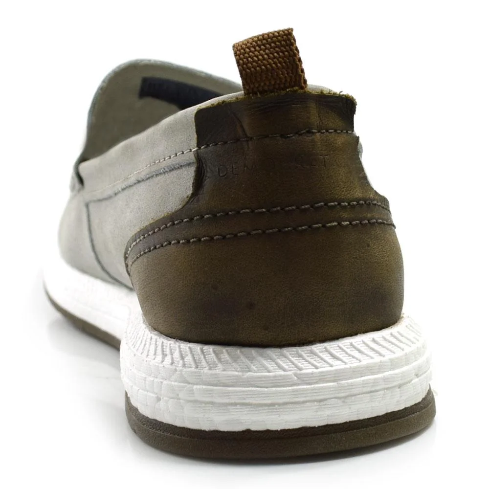 Mocassim Masculino de Couro Democrata Flop 610101 Cinza 4