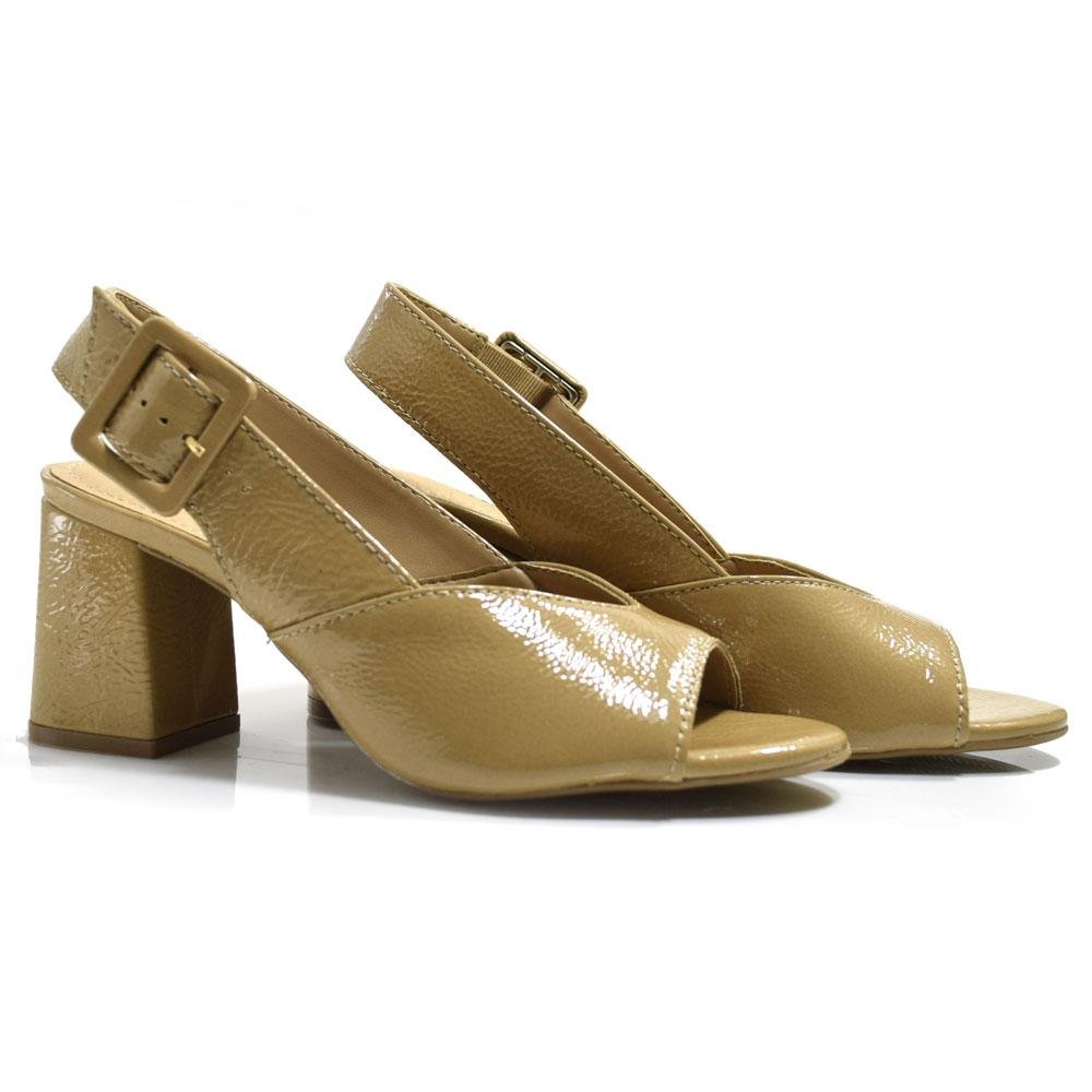 Sandália de Couro e Salto Bloco Bottero 372002 Bege 2
