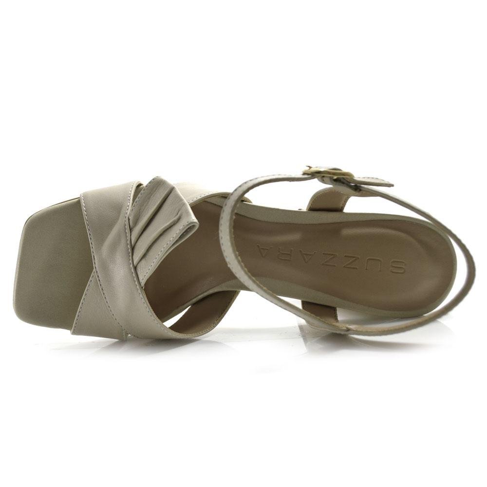 Sandália de Couro e Salto Bloco Feminina Suzzara Off White 6