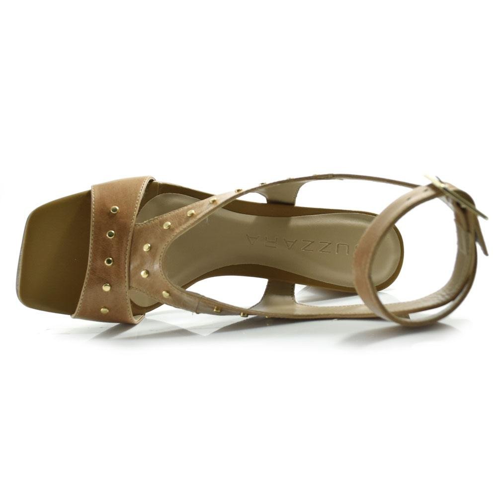 Sandália de Couro e Salto Bloco Feminina Suzzara Bege 6